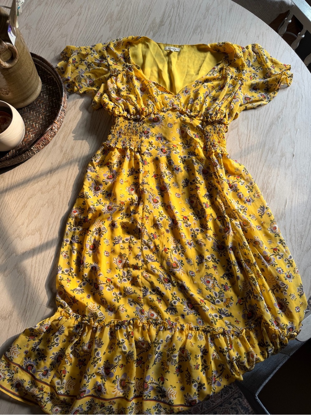 Max Studio Floral Midi Dress with Ruffle Hem